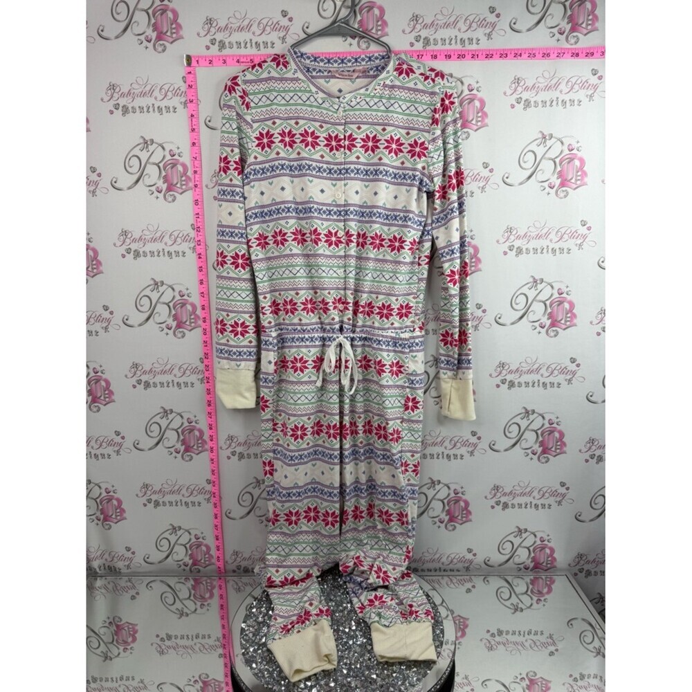 La Vie En Rose Onsie pj Pink, Purple & Cream Fair Isle One-Piece Pajamas